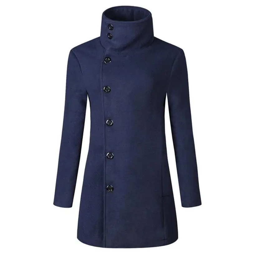 

MUQGEW Men's Winter Warm Jacket Overcoat Outwear Slim Long Trench Buttons Cotton Outwear Coat cazadoras de hombre invierno #AA
