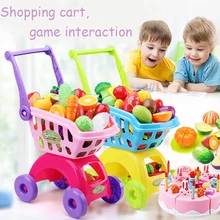 Дети моделирование мини Корзина Игрушки супермаркет складной тележки Handcart забавное хранилище корзина для фруктов игрушки для детей