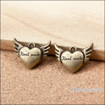 

36pcs pendant love heart wing Antique bronze Pendant European Style jewelry findings A0100