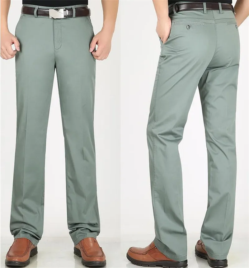 2019 новые летние мужские повседневные брюки тонкие брюки с высокой талией стрейч деловые мужские брюки свободные прямые мужские брюки