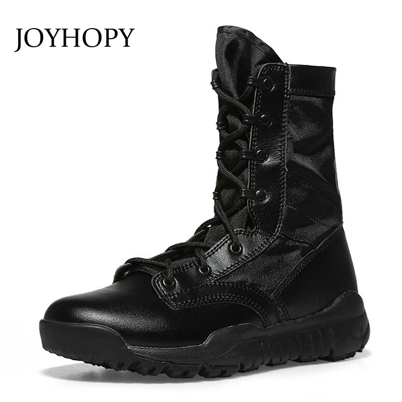 Outdoor Army High Top Boots Men's Super Light Military Combat Boots Genuine Leather Lace Up