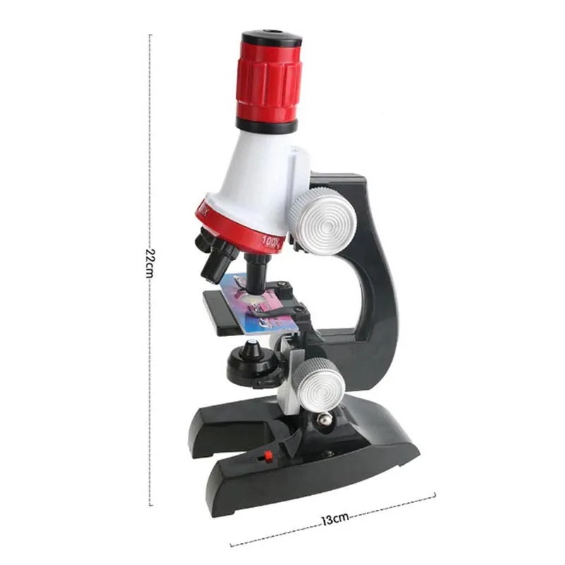 1200X Children Biological Specimen Microscope Kit & 12PCS Prepared Slides Science Educational Toys Gift for Kids Lab Instruments