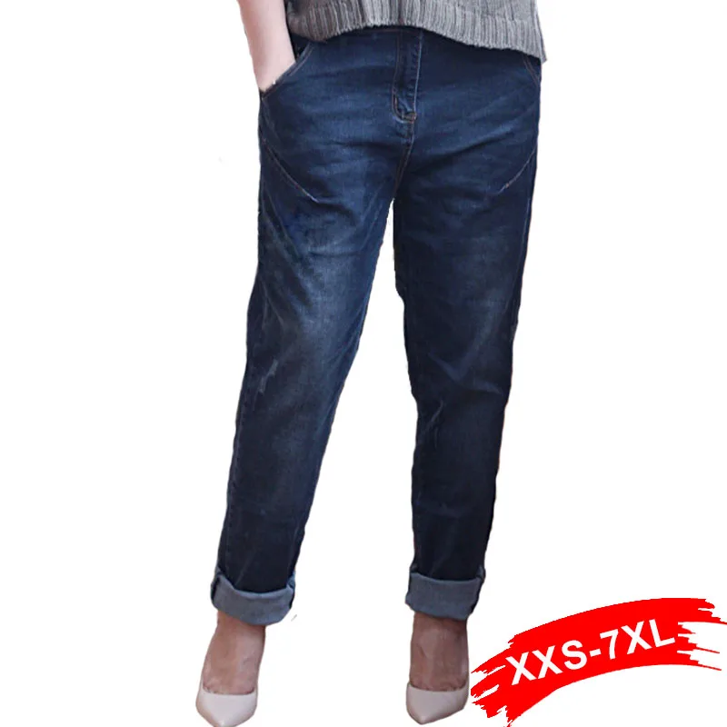 

Vintage Retro Plus Size Harem Pants Boyfriend Hipster Baggy Distressed Black Washed Jeans Destroyed Trousers Female 4Xl 5Xl Xxs