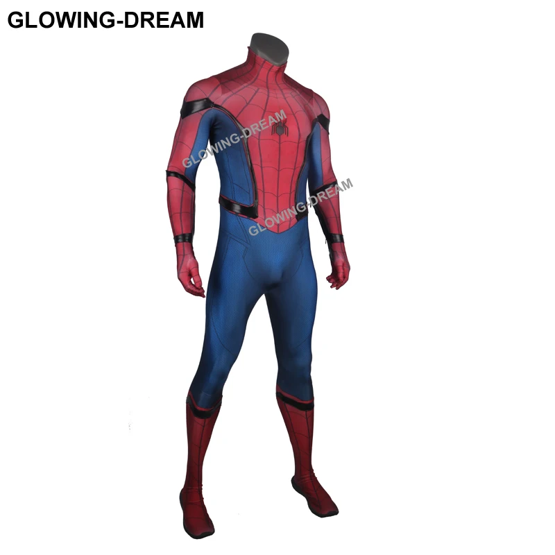 High Quality HomeComing Spiderman Cosplay Costume With Relief Spider For Man Tom Spiderman Costume For Man With U-zipper High Quality HomeComing Spiderman Cosplay Costume With Relief Spider For Man Tom Spiderman Costume For Man With U-zipper