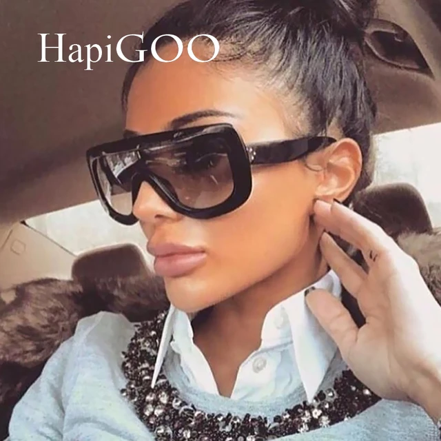 Fashion Ladies Oversized Square Shield Sunglasses Women Vintage Brand