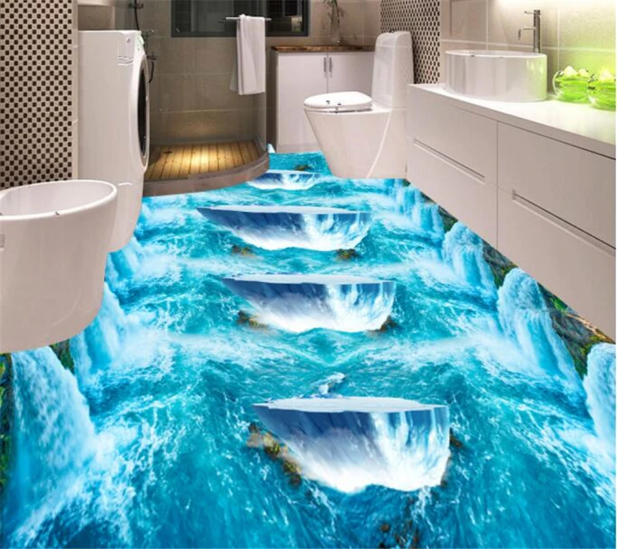 

Beibehang Custom Falls Water Glacier 3D floor tiles Waterfalls Home living room room floor decoration 3D wallpaper 3d flooring