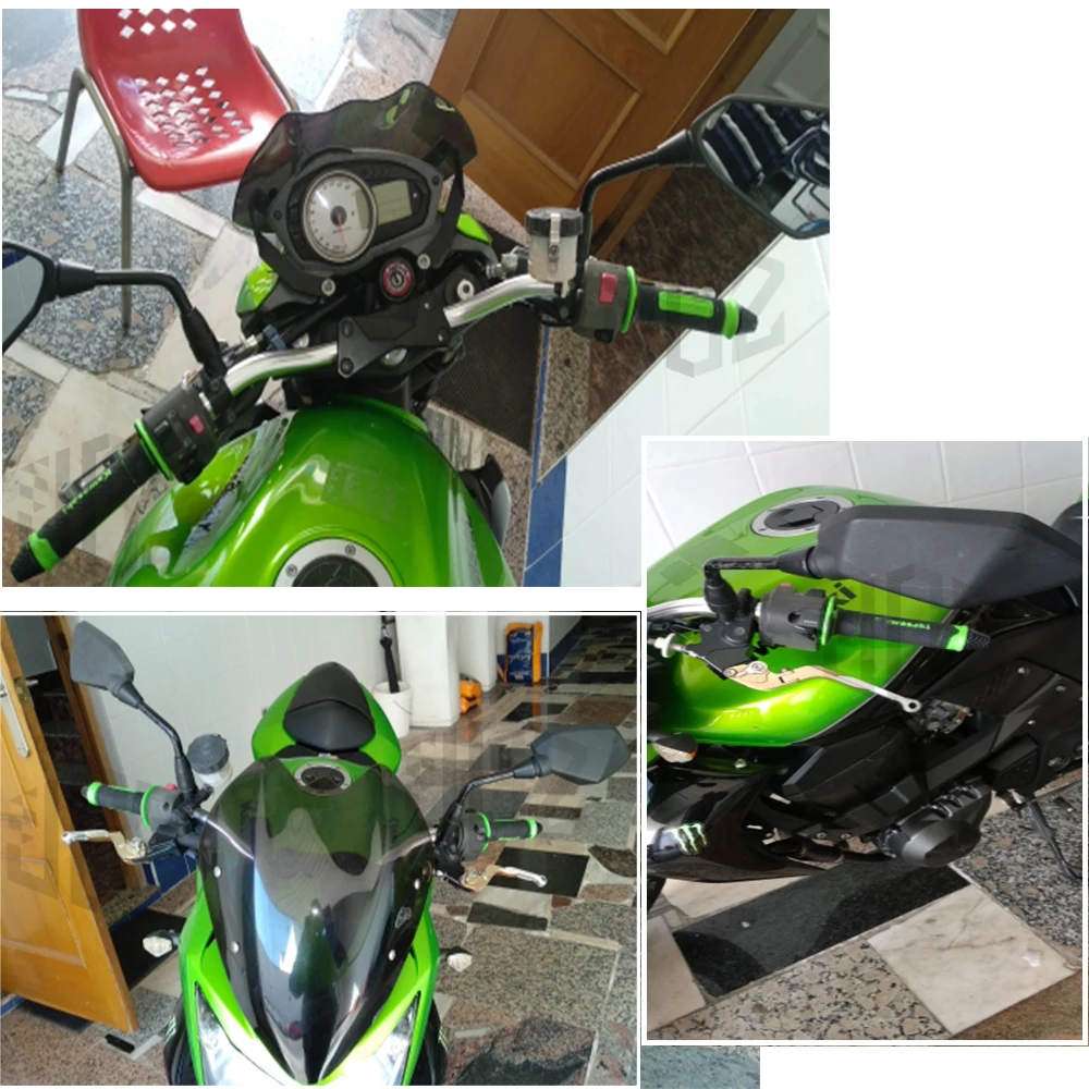Зеленые резиновые гелевые ручки для мотокросса 7/8 дюйма 22 мм Kawasaki KX65 KX85 KX100 KX250F KX450F