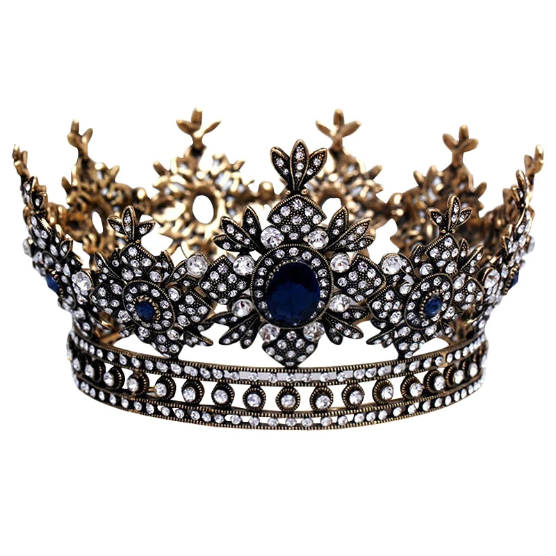 

Baroque Queen Crown For Women-Small Round Crown For Pageant,Photograph,Theater,Party-Royal Medieval Coronet And Scepter Costum