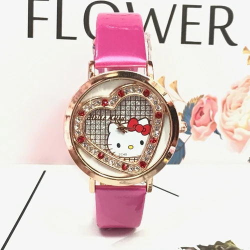 Просверленные часы Модные мультфильм кристалл часы для девочек и детей наручные часы Reloj de estudiante - Цвет: Розовый