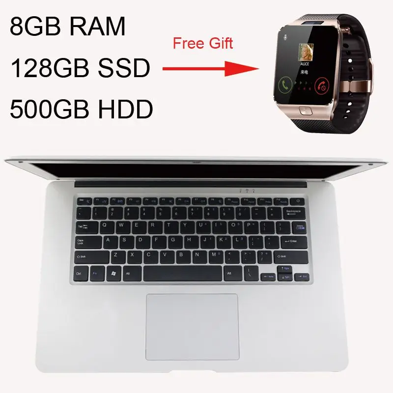 Ultrathin Quad Core J1900 8GB Ram+128GB SSD+500GB HDD Fast Running Windows10 system Laptop Notebook Computer, free shipping