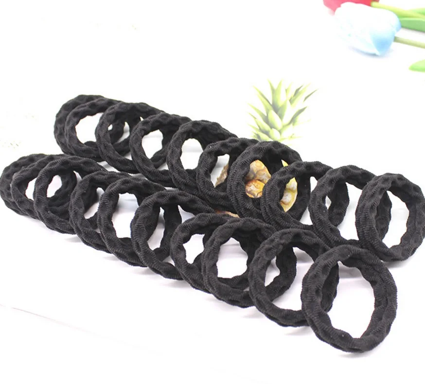 style3 black 20 шт./лот, корейские женские эластичные резинки для волос, одноцветные кольца для полотенец, волнистые геометрические аксессуары для волос для женщин, лента для волос, модные резинки для волос - Цвет: style3 black