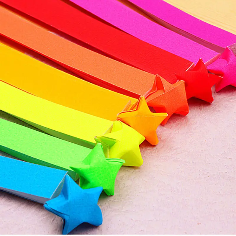 Us 043 16 Off80pcslot Candy Color Handcraft Origami Lucky Star Paper Strips Paper Origami Quilling Paper Decoration In Party Diy Decorations From