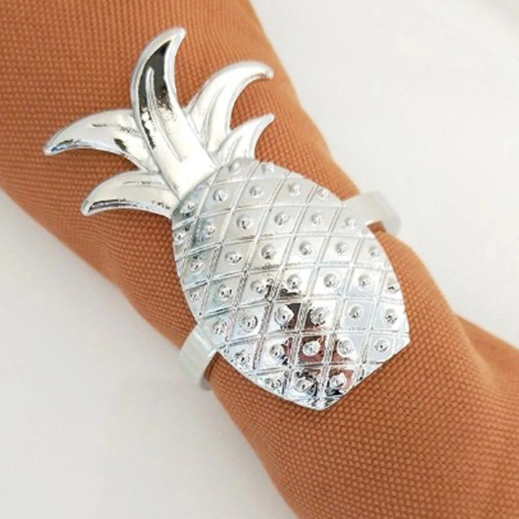 1Pcs Gold Silver Rose Gold Aluminium Restaurant Table Napkin Rings Holder Pineapple Design For Wedding Banquet Table Decoration