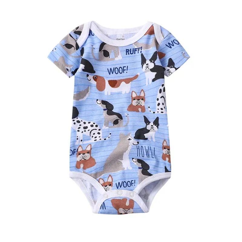 Babies Girls Clothing Bodysuit Newborn Baby Boys Short Sleeve Body 3 6 9 12 18 24 Months Summer Clothes - Цвет: Синий