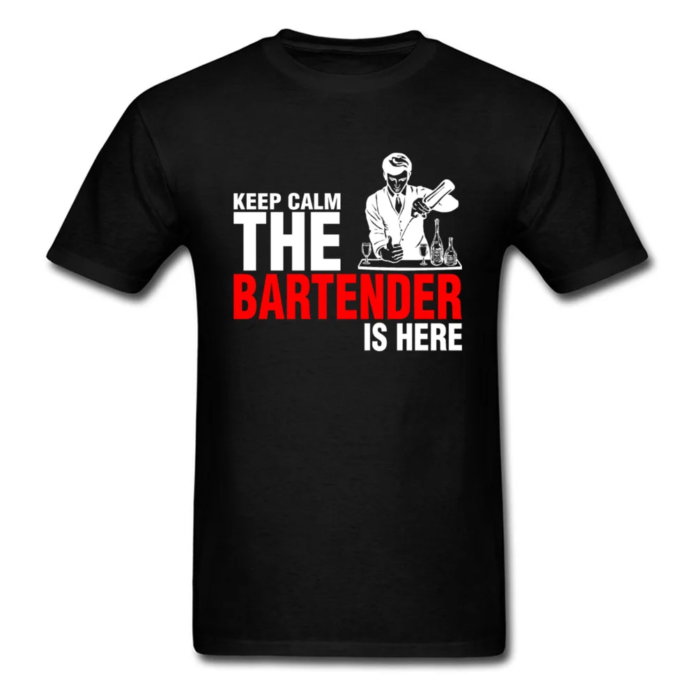 Мужская футболка с надписью Keep Calm Bartender черная из 100% хлопка футболки в стиле хип