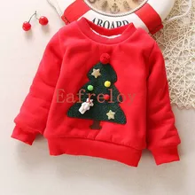 Ship by DHL Factory Price Wholesale 200pcs/lot Children Plus Cashmere Sweater Baby Girls Sweatshirt Winter Casual Christmas Tree