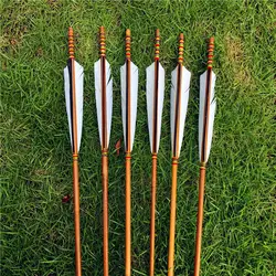 6PK черный и белый щит цвет линии турецкие перья ручной работы из натурального бамбука стрелы для стрельбы