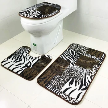 

3pcs/set Bathroom Rug Contoured Mat Toilet Lid Cover Cool Animal Print Bathmats for Bathroom Home Hotel Decor