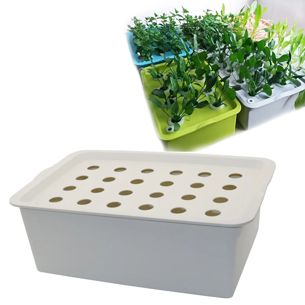 24 Holes Plant Site Hydroponic Kit Garden Pots Indoor Cultivation Box Grow Kit Bubble Nursery Pots US Plug