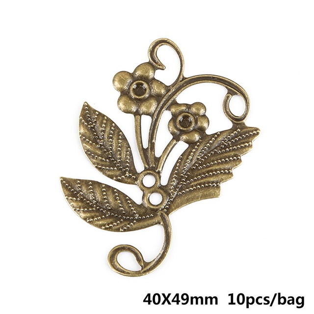 Gold/Bronze/Rhodium Plated 40x49mm Filigree Flower Wrap Connectors Metal Crafts Gift Decoration DIY Jewelry Making
