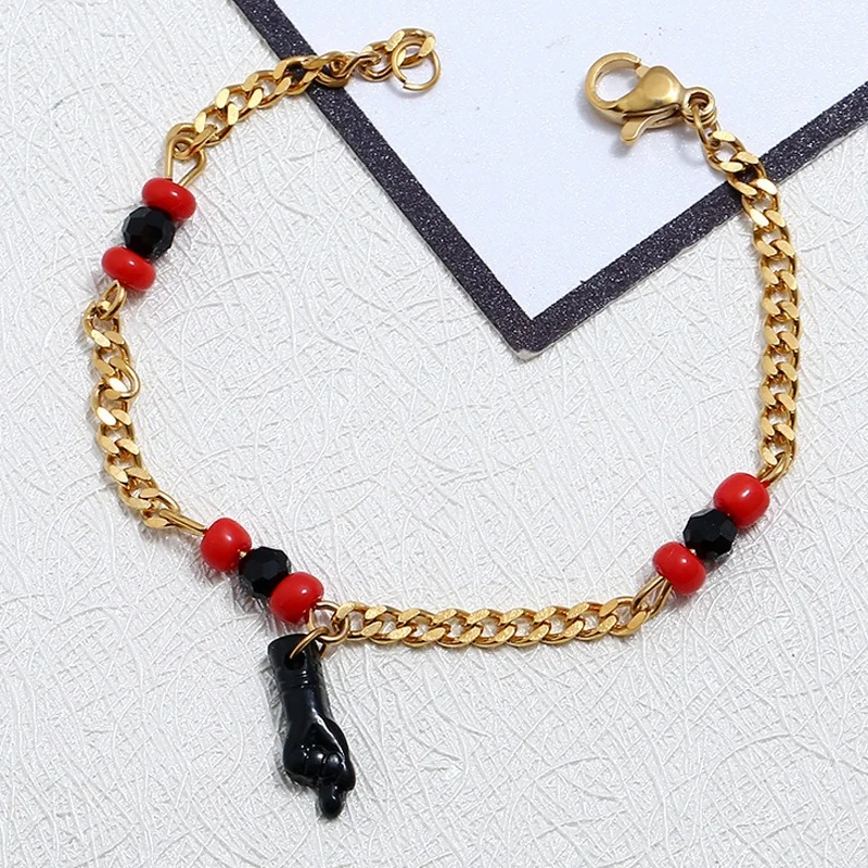 Браслет с золотым наполнителем для малышей PULSERA MANO DE AZABACHE BEBE/18KC