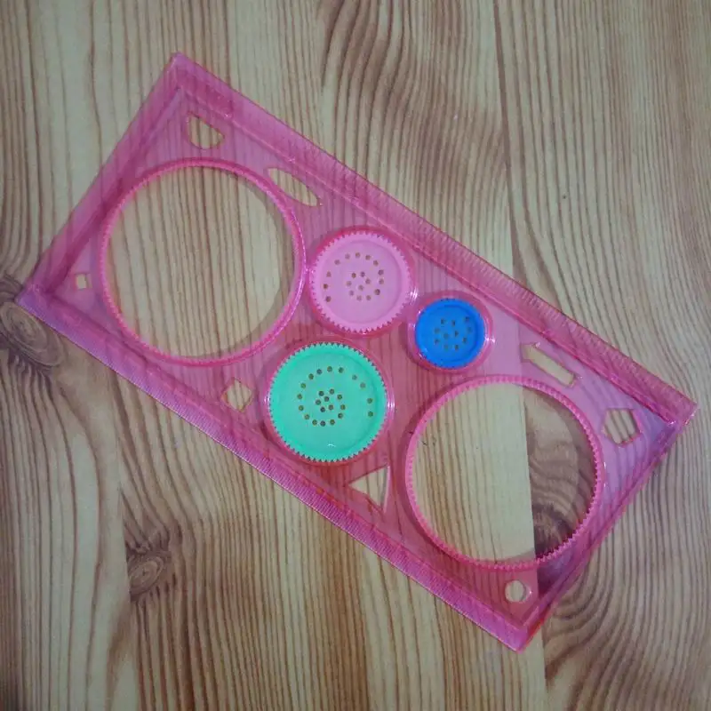 400PCS Creative Student Straight Plastic Spirograph Drawing Ruler Random Color