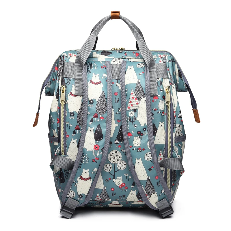  []LEQUEEN Diaper Bag Mini Bear Forest Hand Painted Cartoon Waterproof Nappy Bag Baby Care Travel Ba