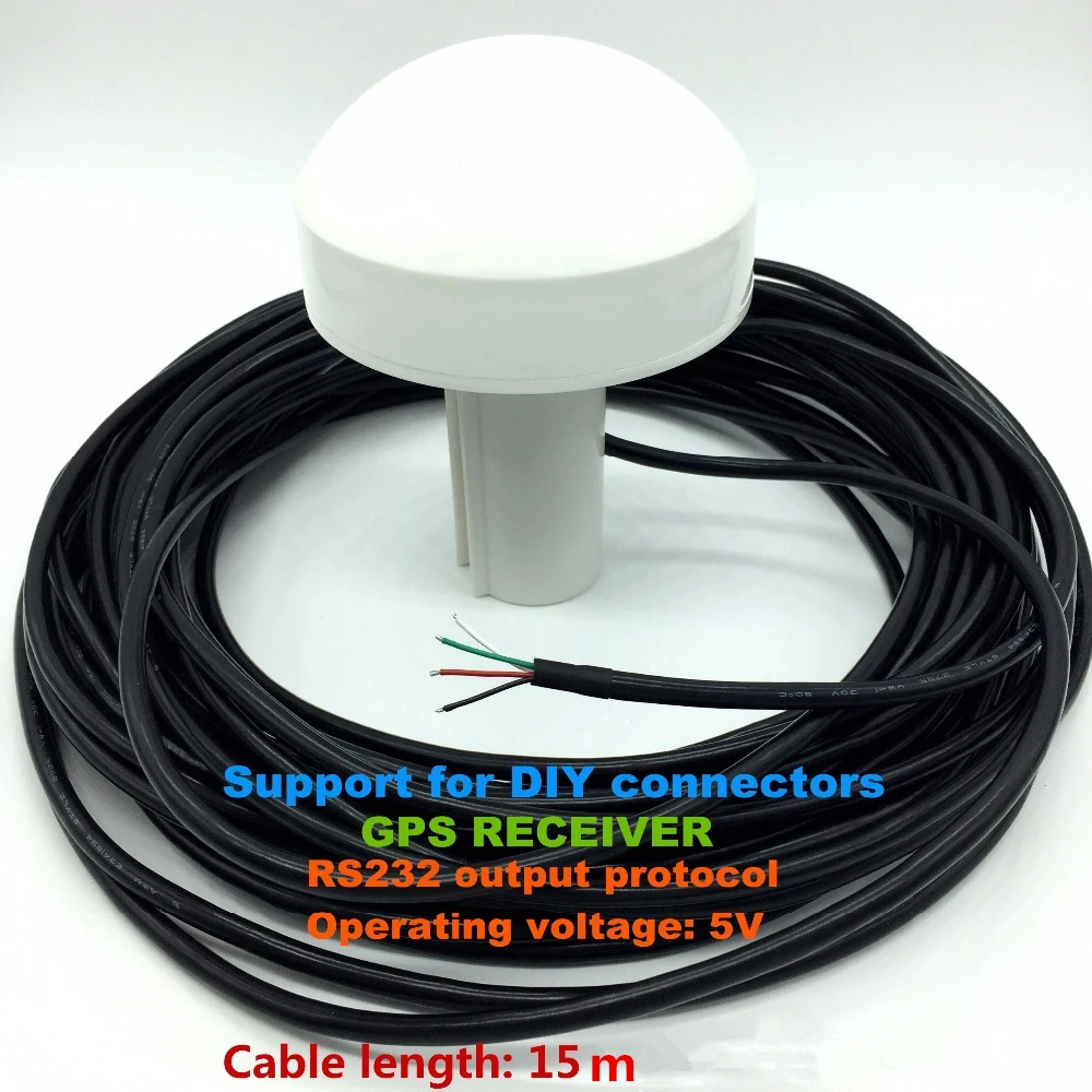 15M,GPS 5V, DIY 사용자 정의 커넥터, 버섯 모양 케이스, GPS 수신기, RS 232 GPS 수신기 9600bps