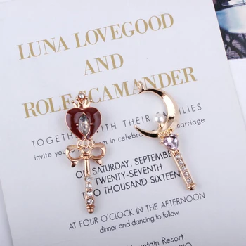 

10pcs Rhinestone Magic Wand Enamel Charms For DIY Jewelry Accessories Moon Heart Drop Oil Alloy Pendant Bracelets Handmade YZ088