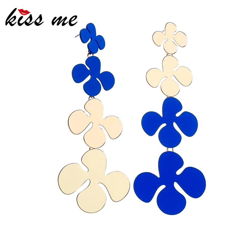 

Kiss Me Simple Style Multicolor Flower Pendant Drop Earrings Asymmetric Women Drop Earrings Elegant Gift Fashion Jewelry