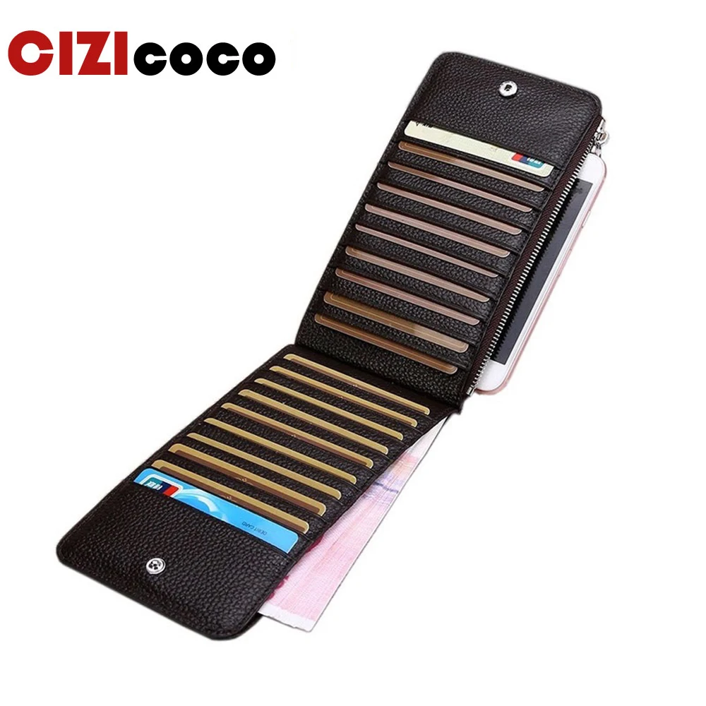 

Genuine Leather Card Holder Big-Capacity Long Men And Women Credit Card Holder Multi-functional Card Bags Men Wallets