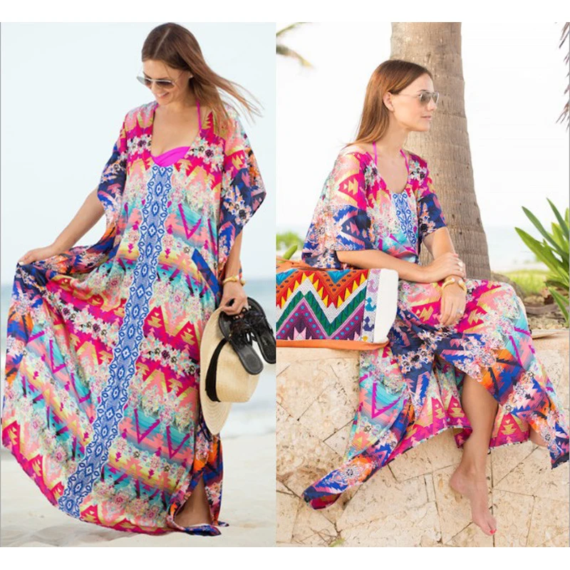 

Departure Beach Dresses Wear Cover Up And Tunics Lace Coverups Woman Swim Skirt 2019 Chiffon Flower Dress Smock Loose Robes