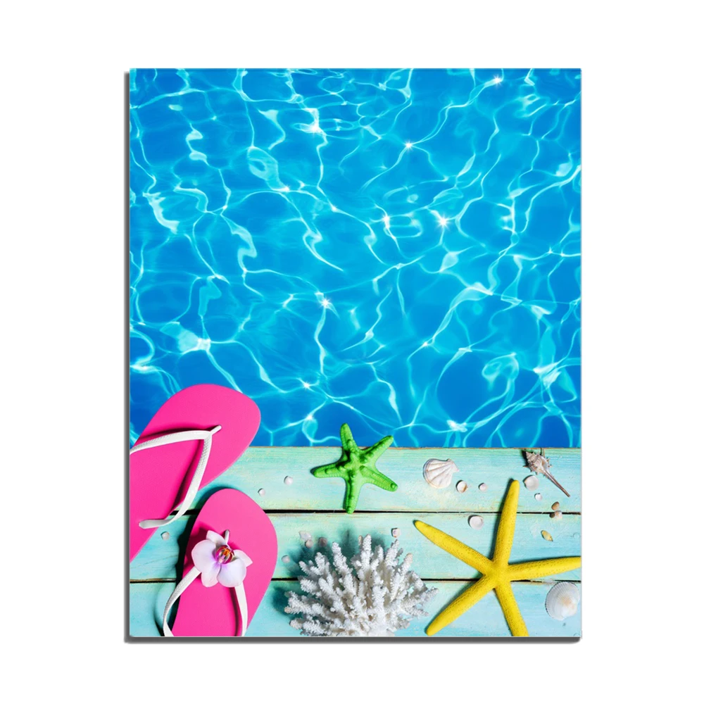 

Laeacco Nordic Summer Holiday Poster and Print Starfish Shell Wall Art Canvas Painting Home Decor Living Room Bedroom Decoration