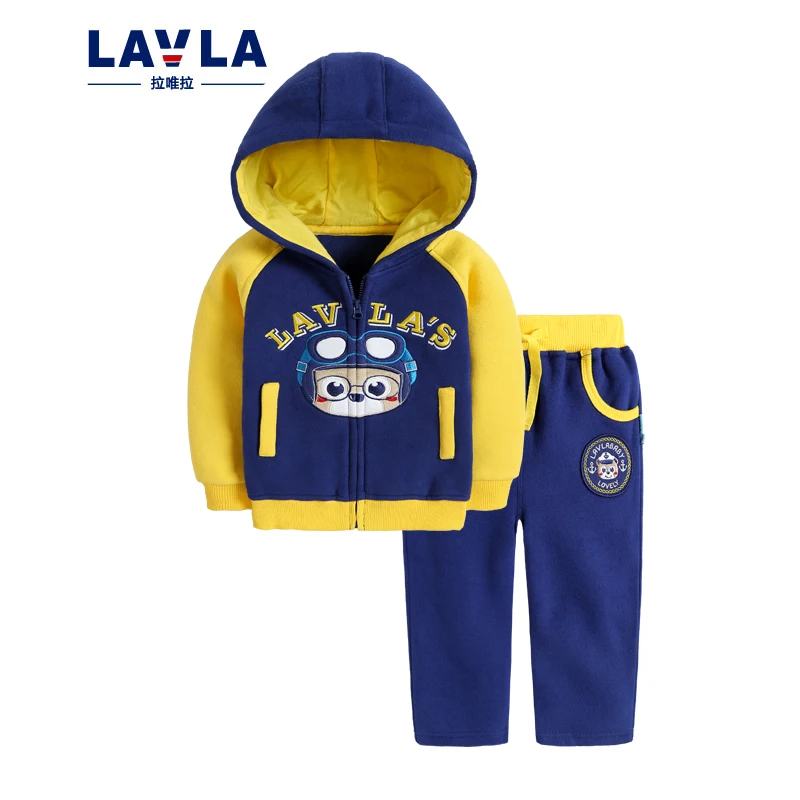 

Lavla brand Winter Autumn Children Boys Suit children kids thicken clothing sets boys plus velvet clothes baby hood outerewear