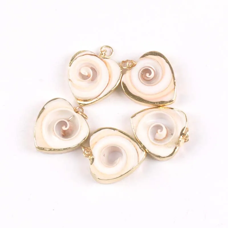 

5pcs Gold Plated Heart Pattern Natural Shell DIY Scrapbook Crafts For Home Decor Seashells Handmade Accessories 24-25mm TR0157x