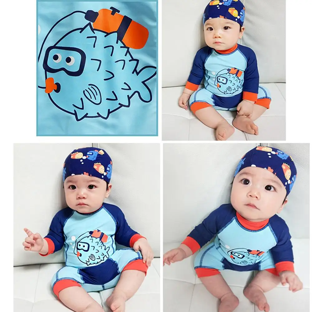 Crianças de Verão do Bebê Roupa de Banho dos Desenhos Terno com Cap Roupa de Banho Kidlove Meninos Animados Impressão One Preço Swimsuit 2020 5 Mamãe e Bebê