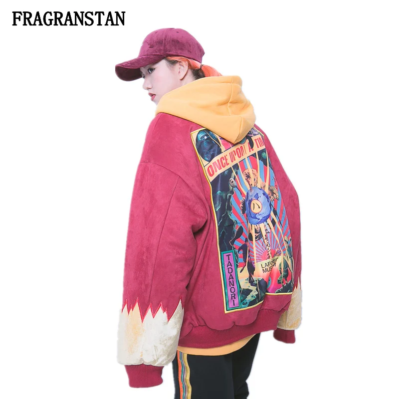 

Female Autumn Winter Thick Keep Warm Stand Collar Parkas Fashion Letter Embroidery Printed Coat Lady Casual Padded Jackets JQ287