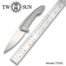 TwoSun TC4 Titanium alloy d2 blade folding Pocket Knife tactical knives hunting knife Flipper survival tool EDC Fast Open TS05 y start knife dmitry sinkevich flipper knife camping hunting pocket knives edc tools d2 blade tc4 titanium handle free ship