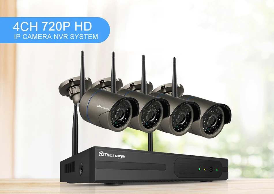 Techage 720P 4CH Wifi камера CCTV система безопасности 1MP беспроводной 2 ТБ HDD NVR открытый ночное видение P2P комплект видеонаблюдения Eseecloud