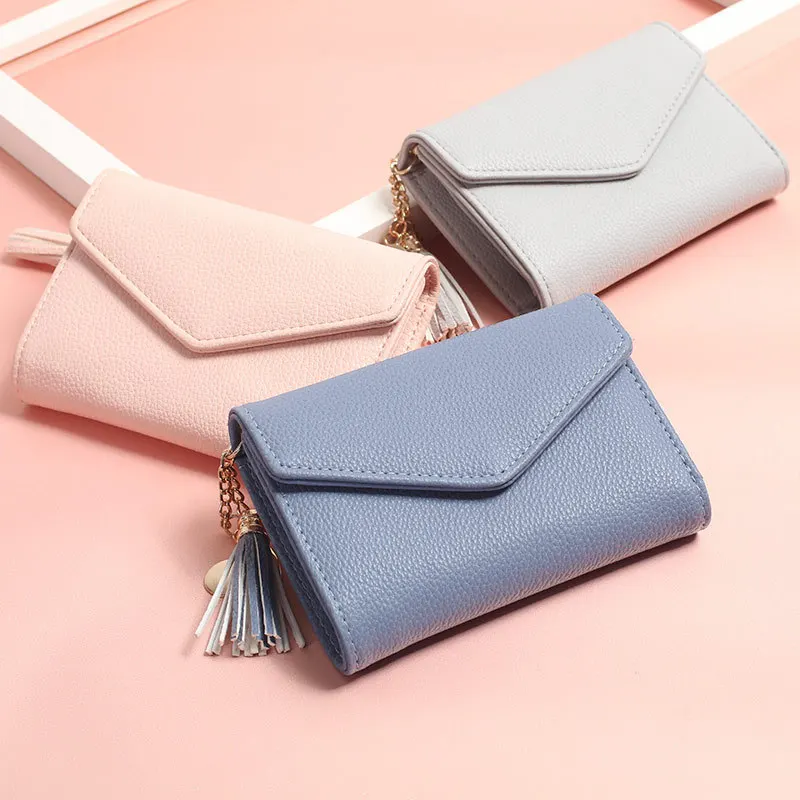 

1 pc Women Mini Wallet PU Envelope Card Holder PU Leather Short Letter Purse Credit Cards Money Case Dropshipping