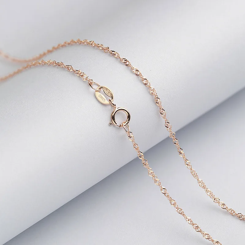 1,3 мм чистое серебряное ожерелье с цепочкой в виде змеи, белое золото, желтое золото, розовое золото, серебряная цепочка