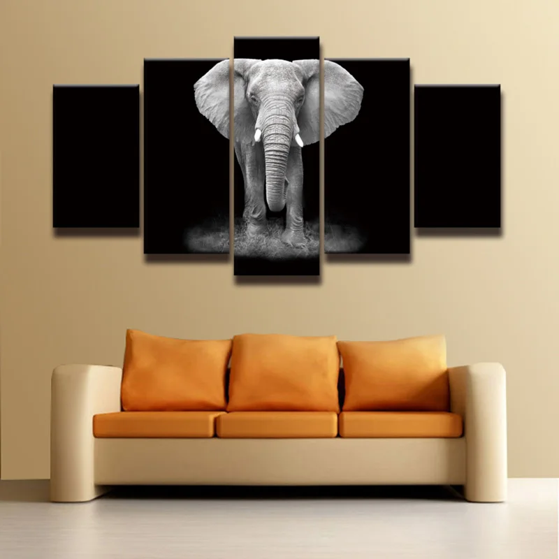 Online Get Cheap Elephant Wall Decor -Aliexpress.com | Alibaba Group - Wall Pictures For Living Room Hd African Elephant Picture Painting Canvas  Art 5 Panels Animal Wall Decor For Room Home Print