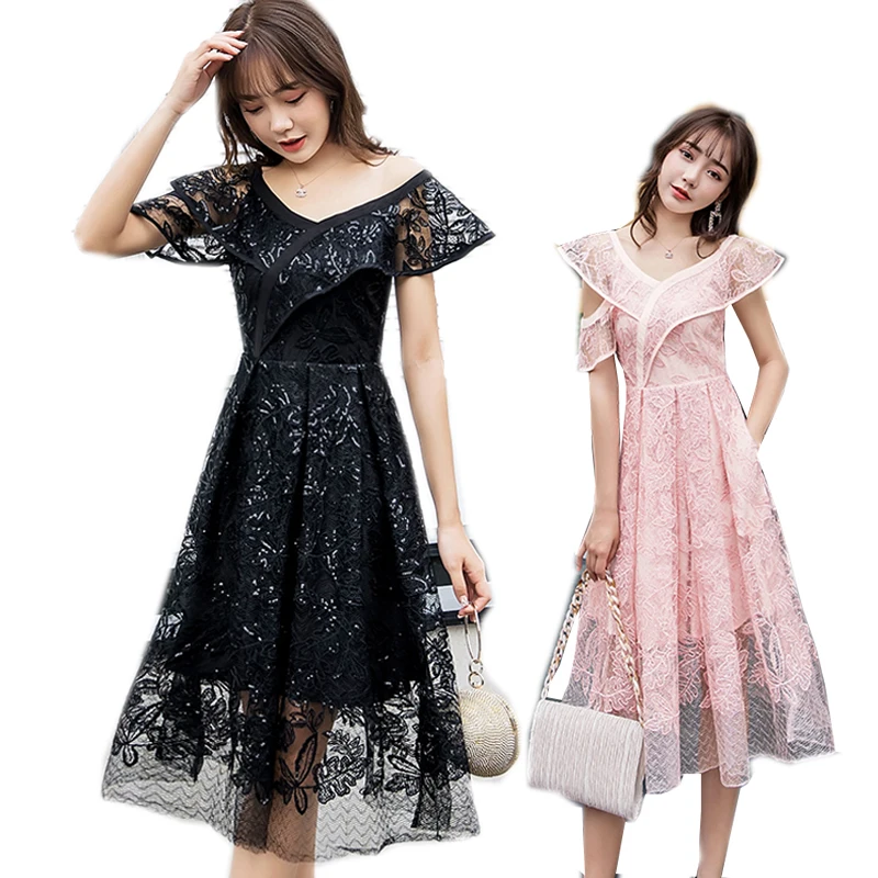 Plus Size Summer lace long Dress Ruffled collar sequins irregular sexy beautiful slim fit party dress casual longos VestidoXXXXL Plus Size Summer lace long Dress Ruffled collar sequins irregular sexy beautiful slim fit party dress casual longos VestidoXXXXL