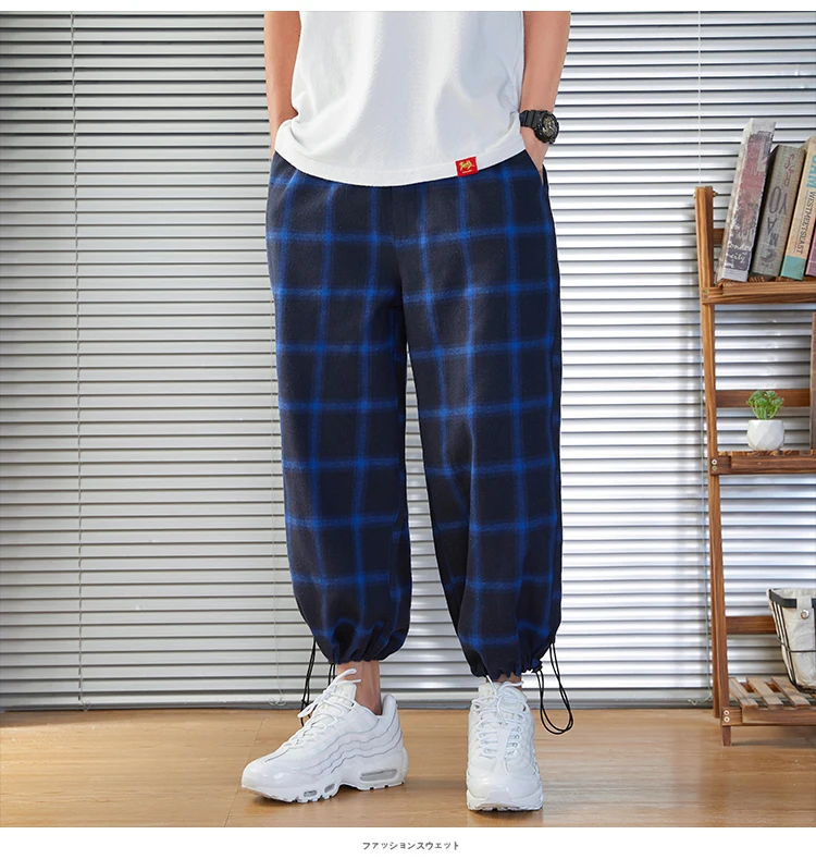 2019 решетчатые синие мужские корейские легкие летние брюки для отдыха высокого качества, мужские брюки, Мужская одежда, брюки A009