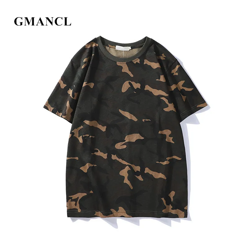 

GMANCL Oversized Camouflage Mens High Street Hip Hop Summer T-shirt Fashion Cotton O-neck Mens Short Sleeve Casual Camo T Shirts