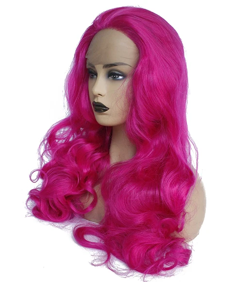 rose pink wavy wig-10