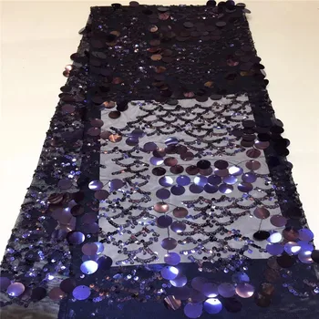 

Madison Latest Hot Sale Bridal Embroidery Lace NavyBlue Sequence Lace Fabric Beautiful 5yards African Fabric Lace For Dress