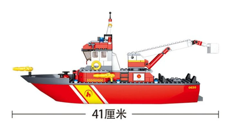 Sluban 429 шт. городская серия пожарная полиция морская спасательная лодка в сборе