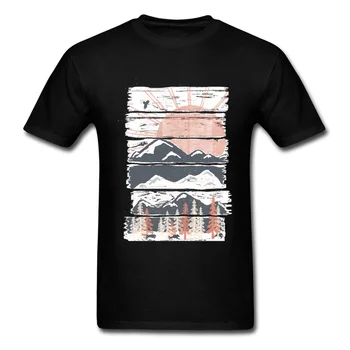 

Vintage Landscape Plan Tshirt Black Classical Scenery Mountain Rivers T Shirt Winter Pursuits Japanese Fuji T-Shirt For Men
