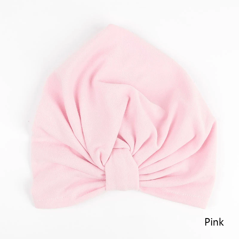 REAKIDS, дизайн, милая хлопковая детская шапка, мягкая шапка-тюрбан с узлом для девочек, летняя шапка в богемном стиле, детская шапка для новорожденных девочек и мальчиков - Цвет: C Pink